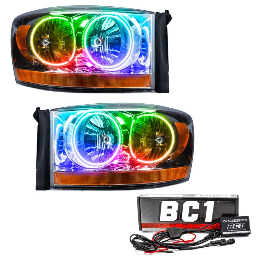 Oracle Lighting 7032-335 2006 Dodge Ram Pre-Assembled LED Halo Headlights - (Chrome Housing)