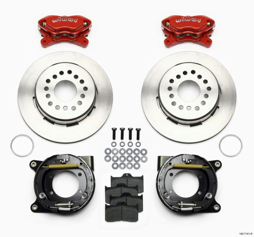 Wilwood 140-7141-R Forged Dynalite P/S Park Brake Kit Red Chevy 12 Bolt w/ C-Clips