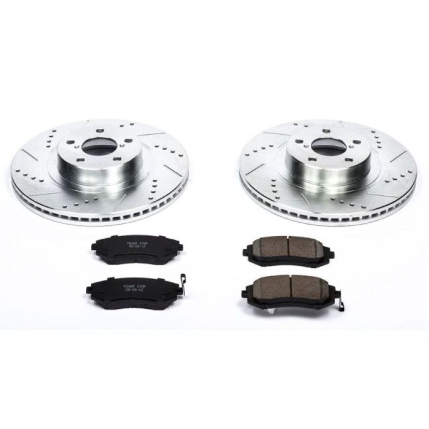 PowerStop K3038 Z23 Daily Driver Carbon-Fiber Ceramic Brake Pad and Drilled & Slotted Rotor Kit