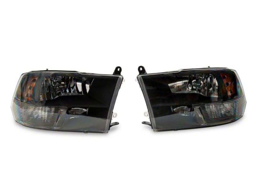 Raxiom R118016 09-18 Dodge RAM 1500 Axial Series Euro Style Headlights w/ Dual Bulb Blk Housing (Clear Lens)