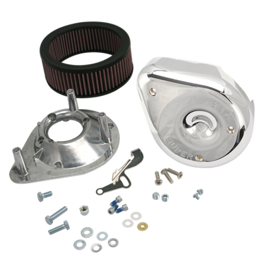 S&S Cycle 17-0440 66-84 BT w/ 5 Gal Tanks Notched Teardrop Air Cleaner Kit for Super E/G Carbs