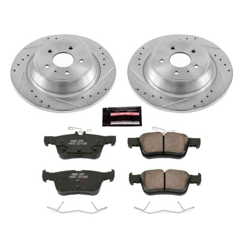 PowerStop K6817 Z23 Daily Driver Carbon-Fiber Ceramic Brake Pad and Drilled & Slotted Rotor Kit