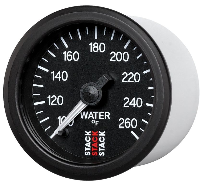 AutoMeter ST3308 Stack 52mm 100-260 Deg F 1/8in NPTF Male Pro Stepper Motor Water Temp Gauge - Black