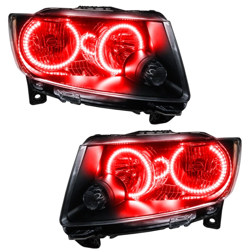ORACLE Lighting 7070-003 Oracle 11-13 Jeep Grand Cherokee Pre-Assembled Halo Headlights (Non HID) Chrome - Red