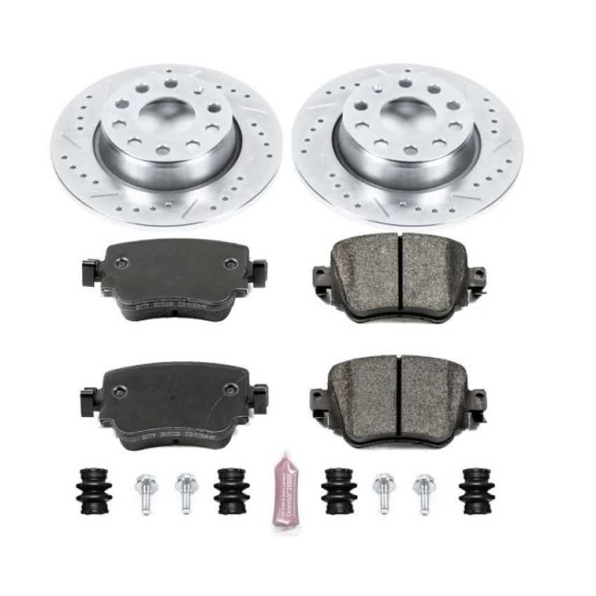 PowerStop K7053 Z23 Daily Driver Carbon-Fiber Ceramic Brake Pad and Drilled & Slotted Rotor Kit