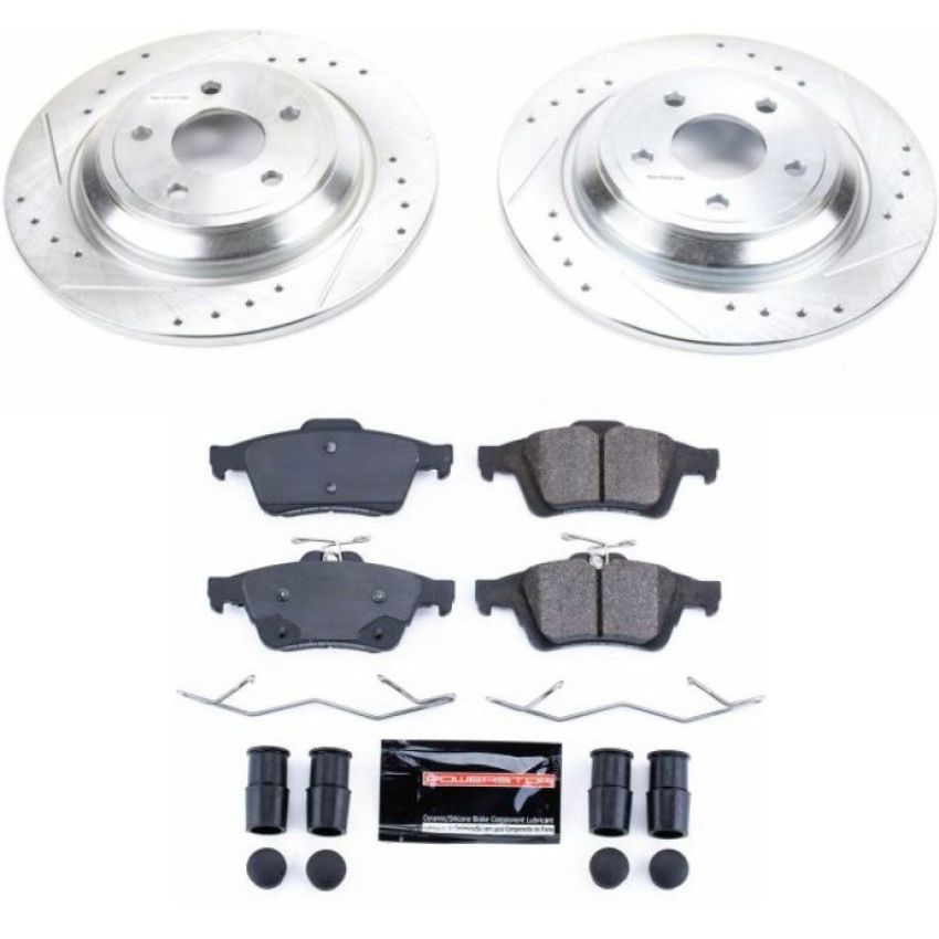 PowerStop K7320 Z23 Daily Driver Carbon-Fiber Ceramic Brake Pad and Drilled & Slotted Rotor Kit