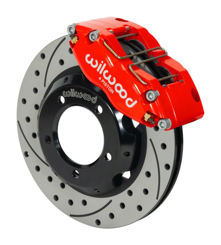 Wilwood 140-15395-DR Dynapro Radial Front Kit 11in Drilled & Slotted Red 61-67 Jaguar XKE w/ Lines
