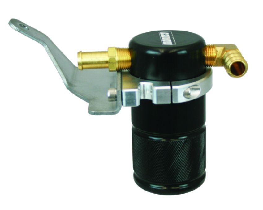 Moroso 85669 07-11 Jeep 3.8L JK Air/Oil Separator Catch Can - Small Body - Billet Aluminum - Black Finish
