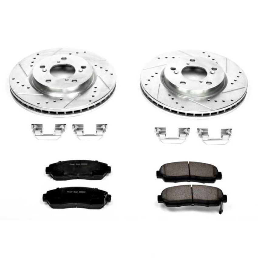 PowerStop K2435 Z23 Daily Driver Carbon-Fiber Ceramic Brake Pad and Drilled & Slotted Rotor Kit