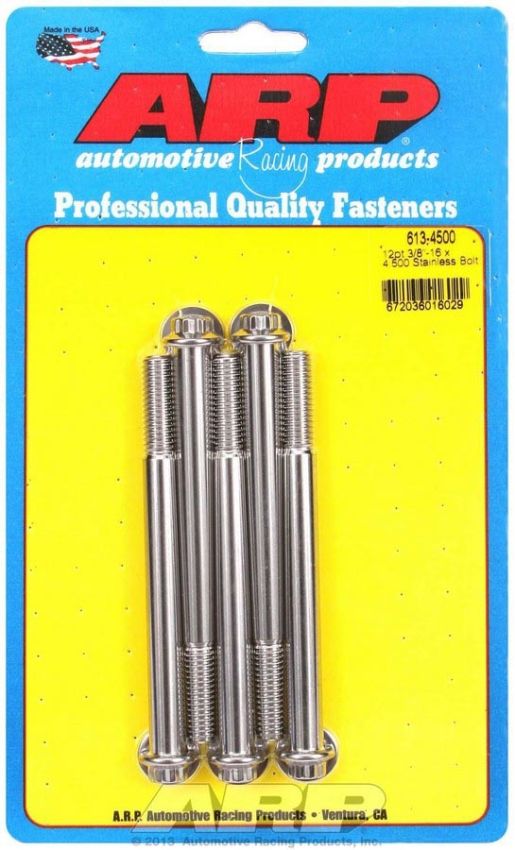 ARP ARP613-4500 S/S Bolt Kit - 12pt. (5) 3/8-16 x 4.500