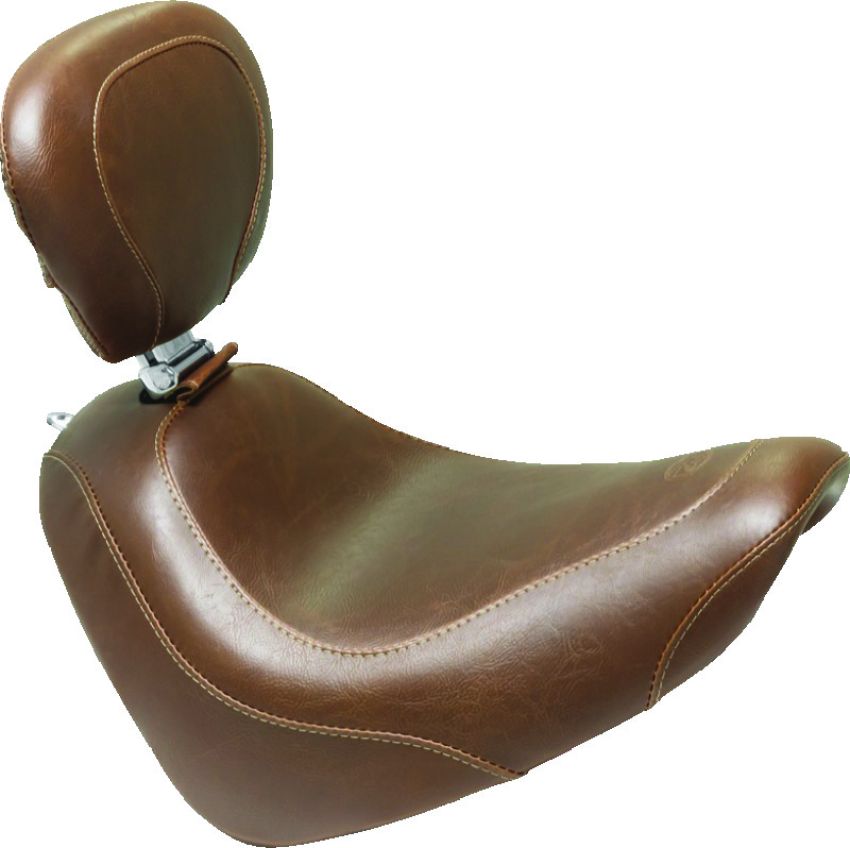 Mustang Motorcycle 83010 Mustang 18-21 Harley Fat Bob Wide Tripper Solo Seat w/Driver Backrest - Brown