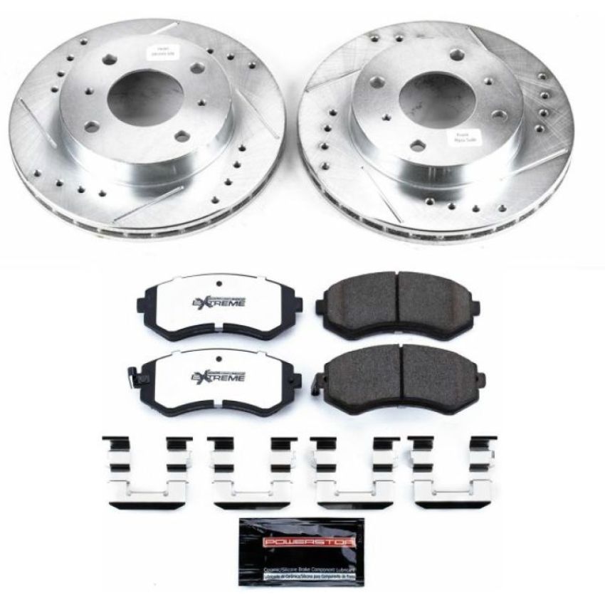 PowerStop K654-26 Z26 Street Performance Ceramic Brake Pad and Drilled & Slotted Rotor Kit