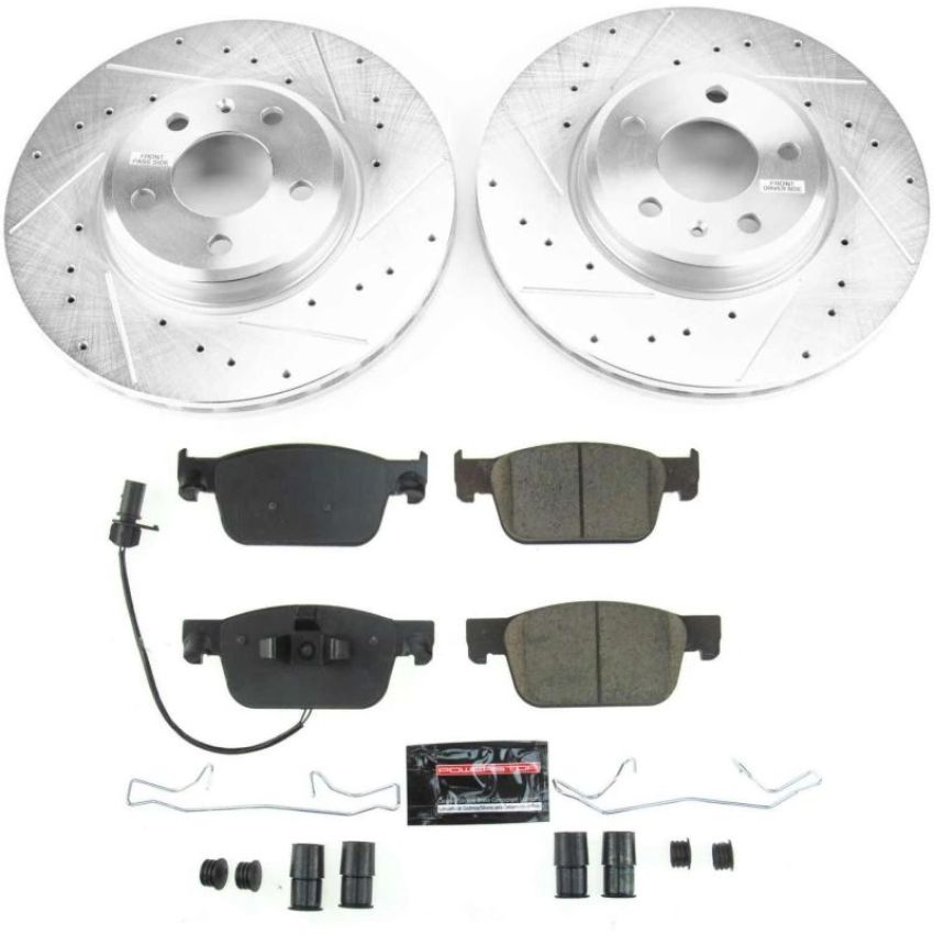 PowerStop K7860 Z23 Daily Driver Carbon-Fiber Ceramic Brake Pad and Drilled & Slotted Rotor Kit