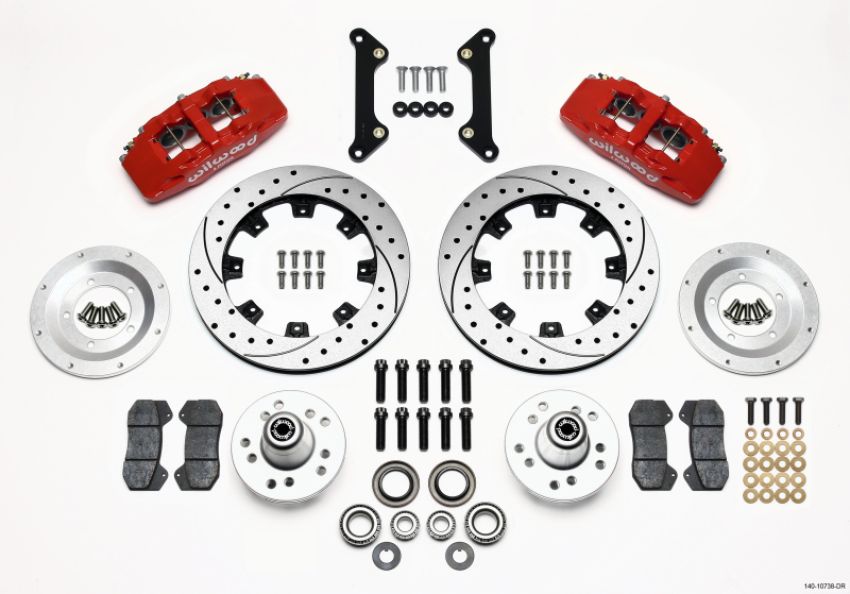 Wilwood 140-10738-DR Dynapro 6 Front Hub Kit 12.19in Drilled Red 70-78 Camaro