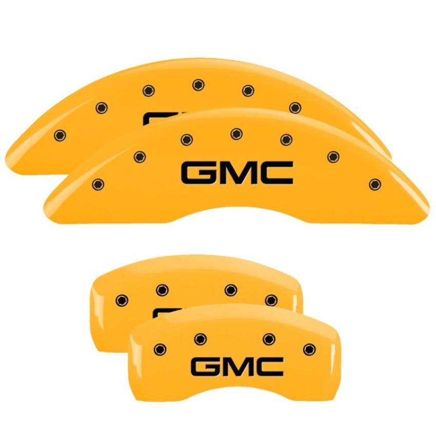 MGP 34001SGMCYL 4 Caliper Covers Engraved Front & Rear GMC Yellow finish black ch