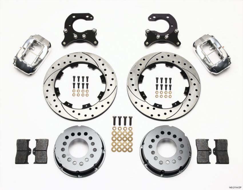 Wilwood 140-2114-DP Forged Dynalite P/S Rear Kit Drilled Polished Big Ford 2.54in Offset
