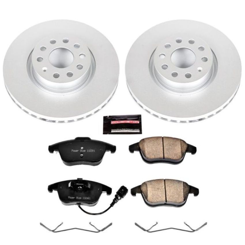 PowerStop CRK2963 Genuine Geomet Coated Rotor and Carbon-Fiber Ceramic Brake Pad Kit