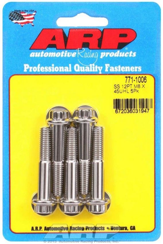 ARP ARP771-1006 S/S Bolt Kit -12pt (5pk) 8mm x 1.25 x 45mm