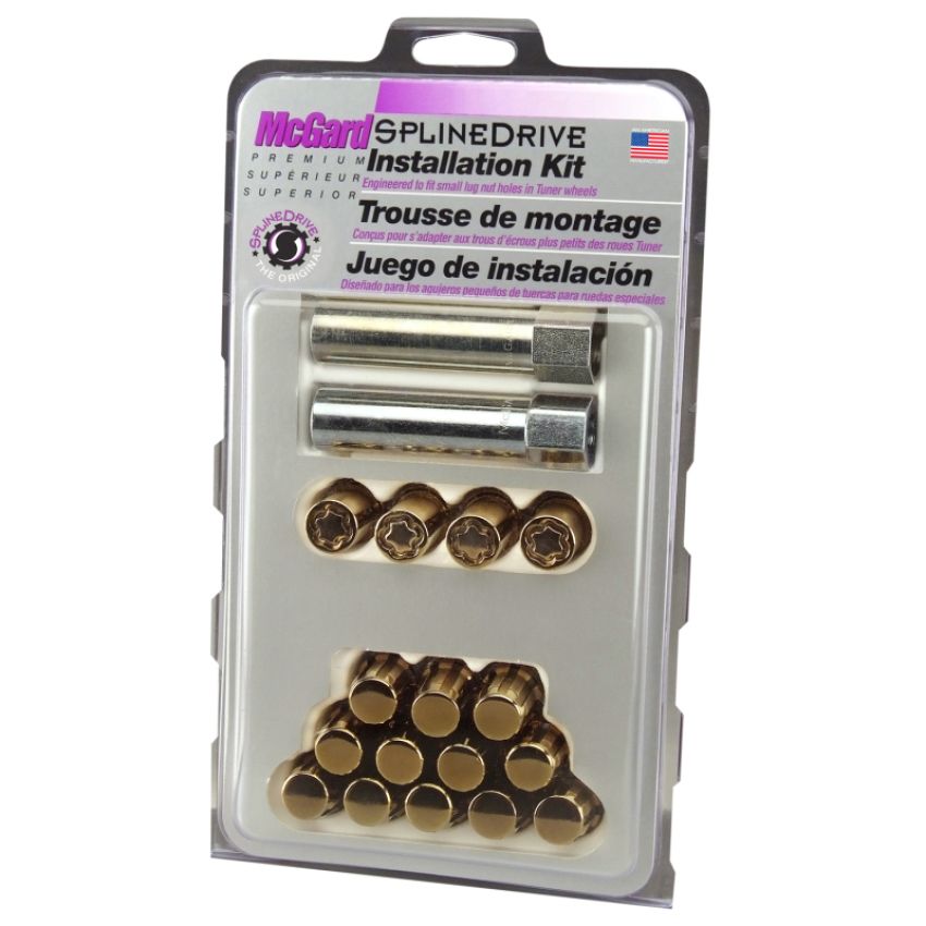 McGard (65457GDC 12X1.5 MCG 4 LUG SPLINEDRIVE KIT, GOLD W/WHL LKS CLAMSHELL)