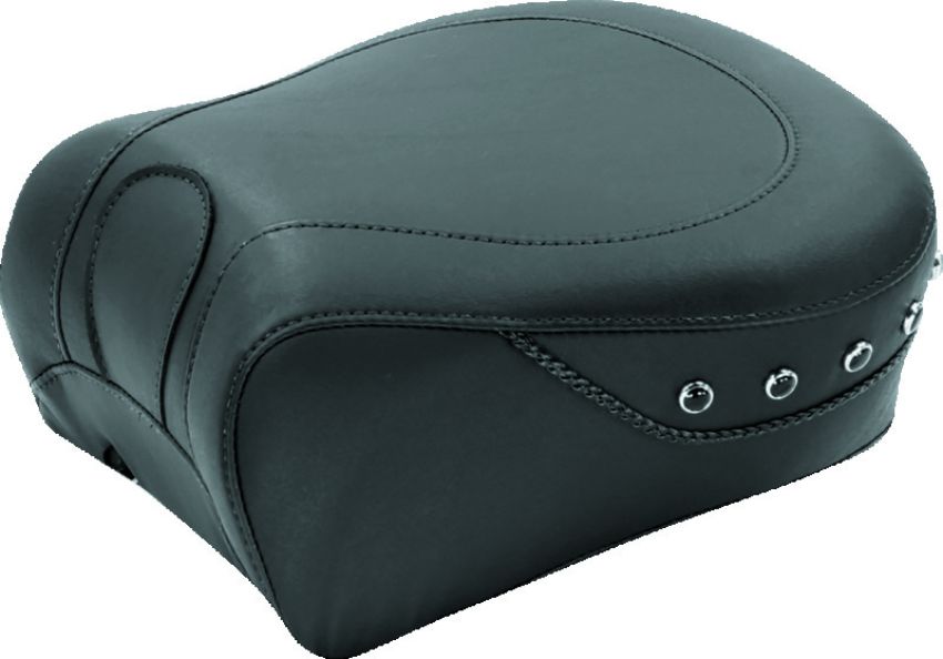 Mustang Motorcycle 75466 Mustang 97-07 Harley Rd King, 06-07 Str Glide, 00-05 Eagle Tour 1PC Seat w/Blk Pearl Studs - Black