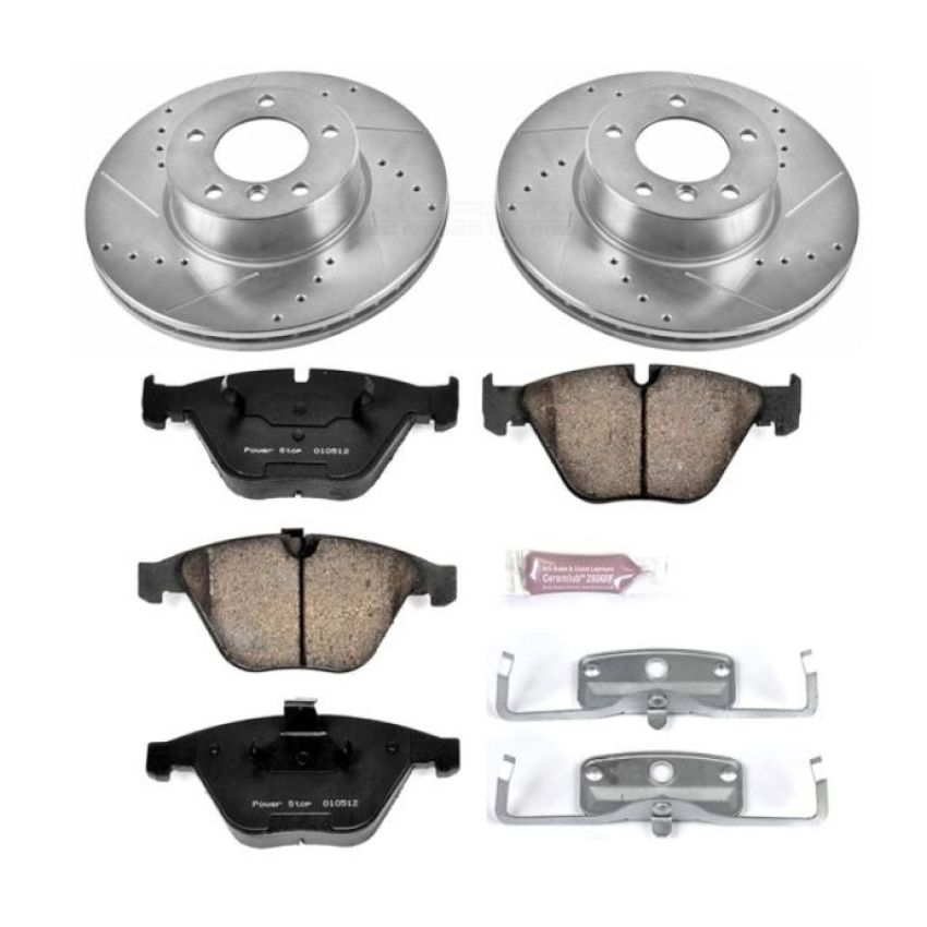 PowerStop K4677 Z23 Daily Driver Carbon-Fiber Ceramic Brake Pad and Drilled & Slotted Rotor Kit