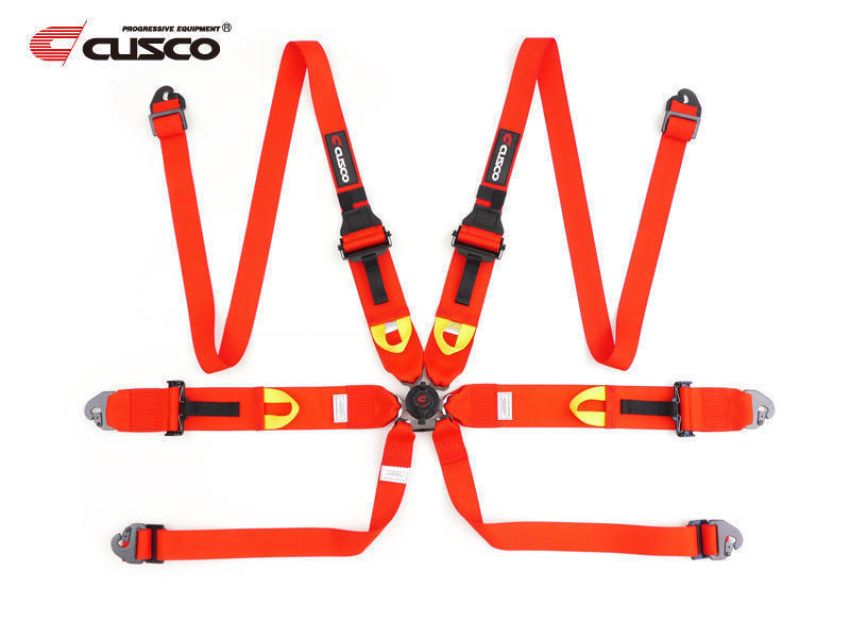 Cusco 00B CRH N6HRD Universal 6 Point 3in Shoulder 3in Lap (HANS) w/Eyebolts (7/16-20UNF) FIA Racing Harness- Red