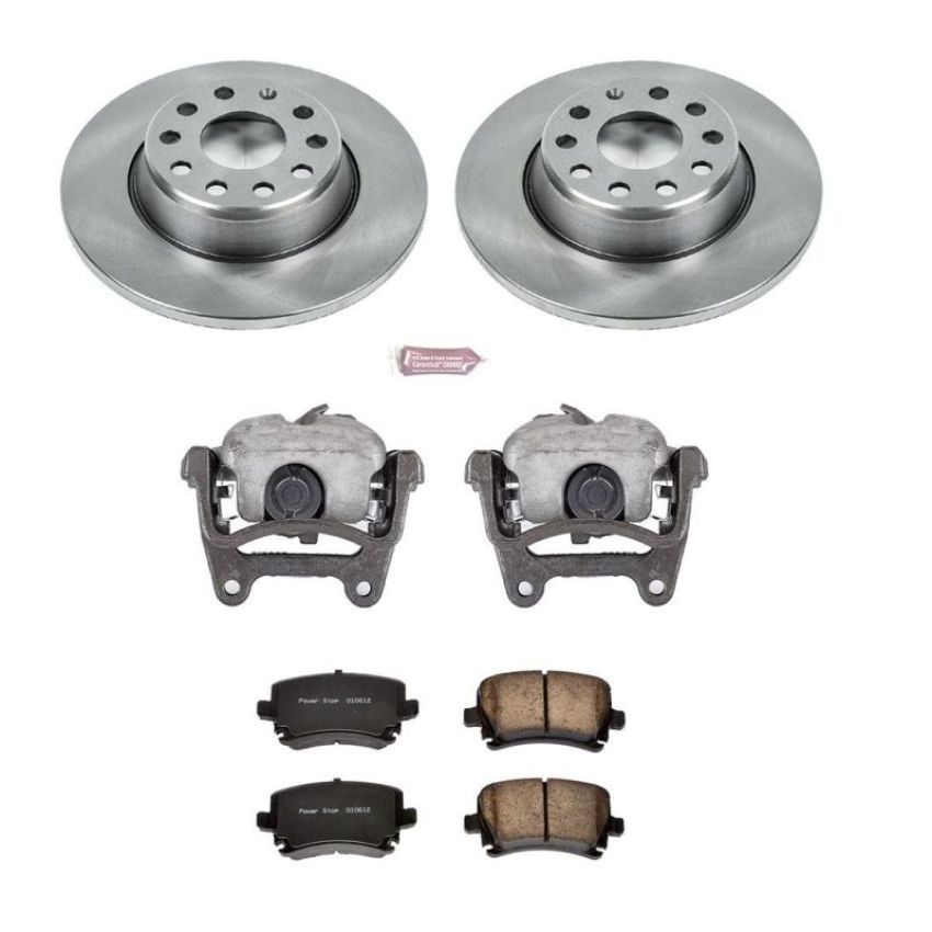 PowerStop KCOE2261B OE Stock Replacement Low-Dust Ceramic Brake Pad, Rotor and Caliper Kit