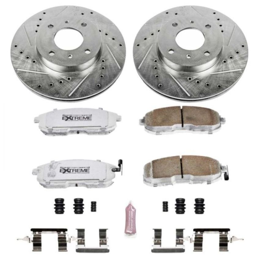 PowerStop K749-26 Z26 Street Performance Ceramic Brake Pad and Drilled & Slotted Rotor Kit
