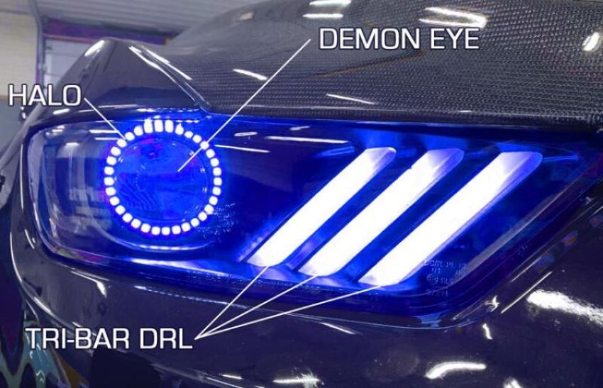 Oracle Lighting 8199-332 2015-2017 Ford Mustang Dynamic RGB+A Pre-Assembled Headlights - Black Edition