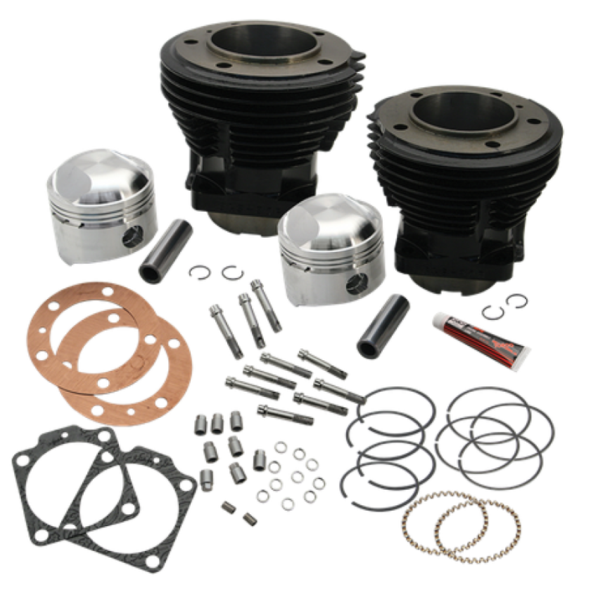 S&S Cycle 91-9013 66-84 BT 3-31/32in Stroke 3-7/16in Bore 8.0 To 1 Compression Cylinder Kit - Gloss Black