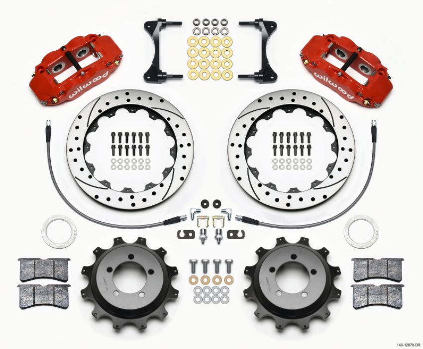 Wilwood 140-12878-DR Narrow Superlite 4R Rear Kit 12.88in Drilled Red 99-05 WRX / 99-07 Impreza