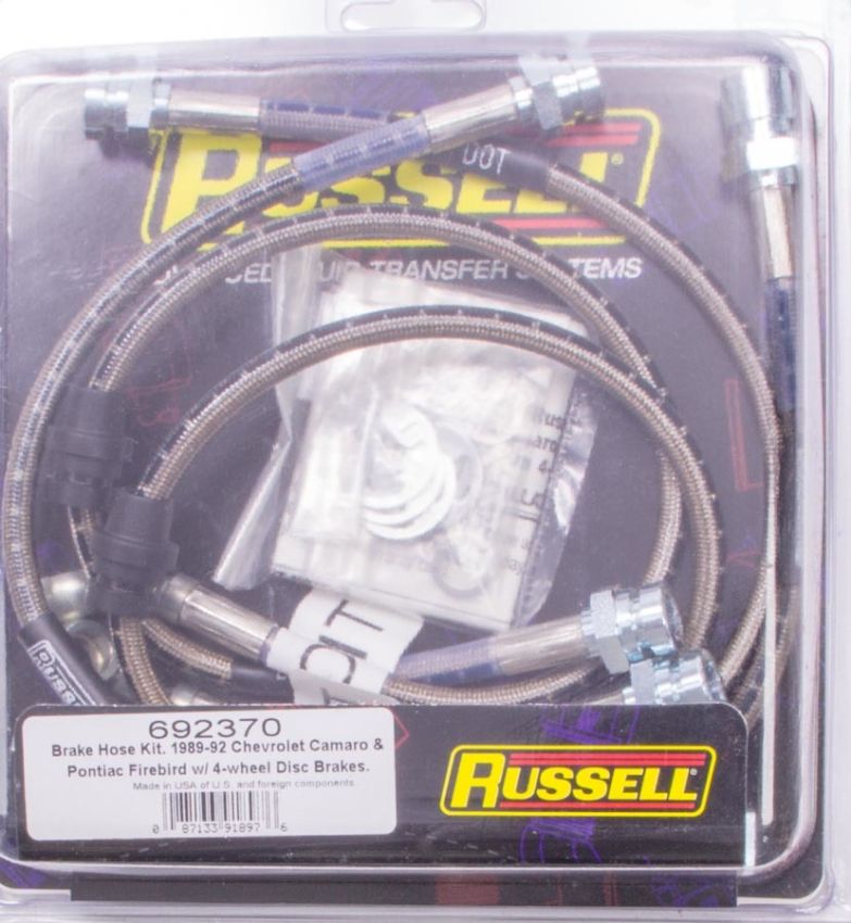 RUSSELL RUS692370 Front Brake Hose Kit 89-92 Camaro