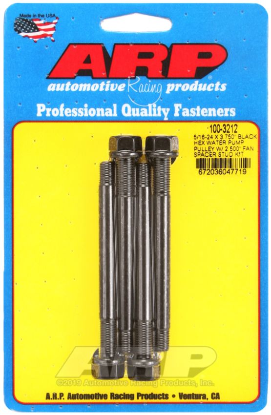 ARP 100-3212 5/16-24 X 3.750 Black Hex Water Pump Pulley w/ 2.500in Fan Spacer Stud Kit