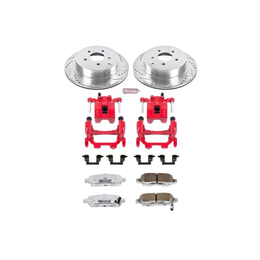 PowerStop KC2427A-26 Z26 Street Performance Ceramic Brake Pad, Drilled Slotted Rotor, and Caliper Kit