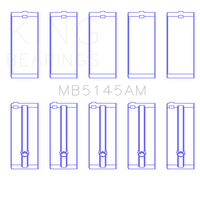 King Engine Bearings MB5145AM0.25 Toyota 2.4D L 2L (Size +0.25mm) Main Bearing Set