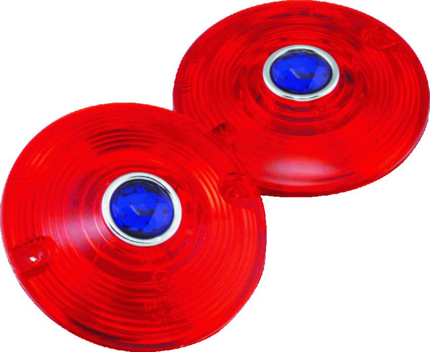 Bikers Choice 491262 86-17 FLH FLT FLST Red Turn Signal Lens With Blue Dot Pr