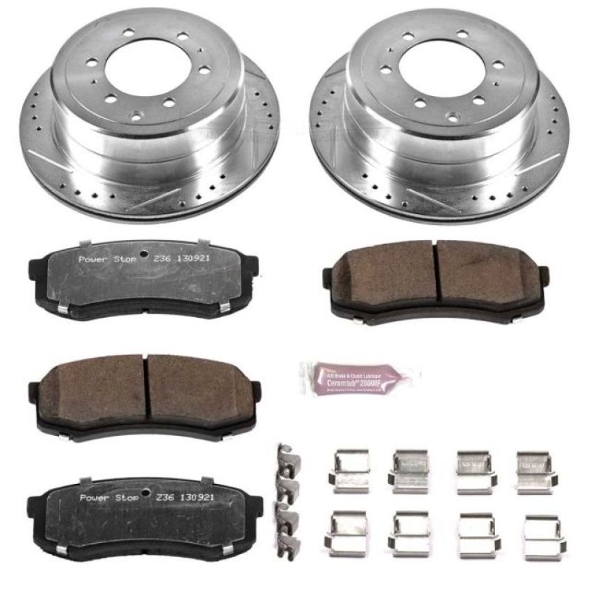PowerStop K1156-36 Z36 Truck and SUV Carbon-Fiber Ceramic Brake Pad and Drilled & Slotted Rotor Kit