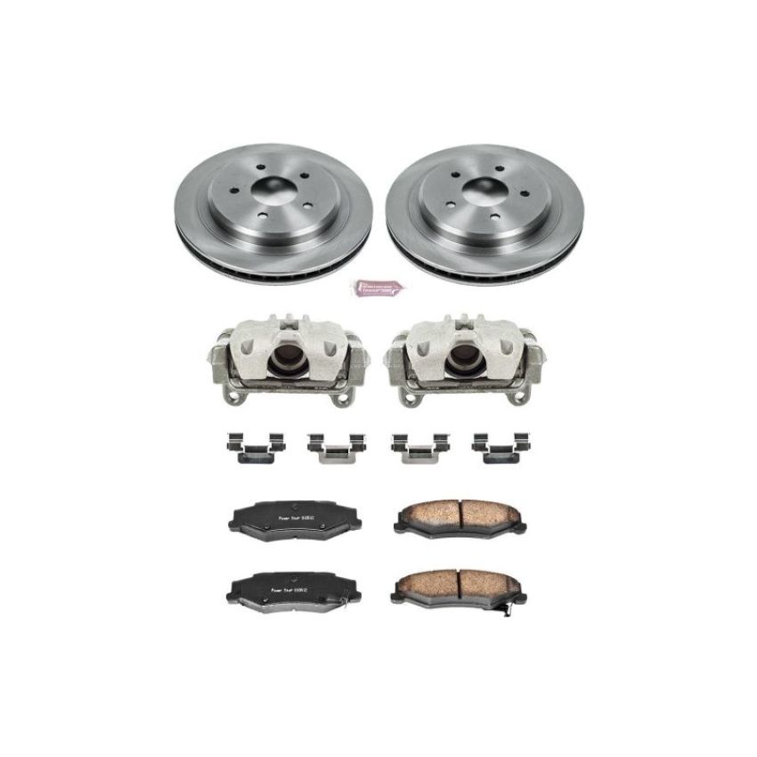PowerStop KCOE1563 OE Stock Replacement Low-Dust Ceramic Brake Pad, Rotor and Caliper Kit