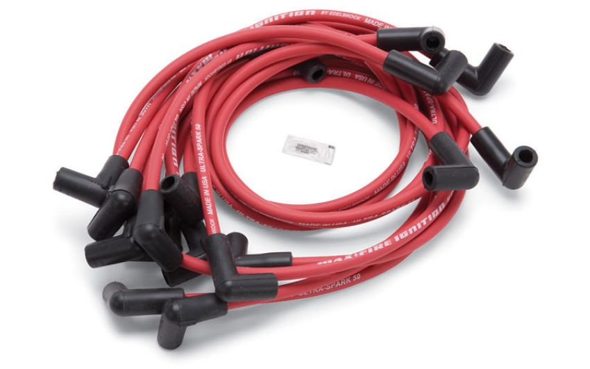 EDELBROCK EDE22712 Max Fire Plug Wire Set SBC w/HEI 90 Degree Red