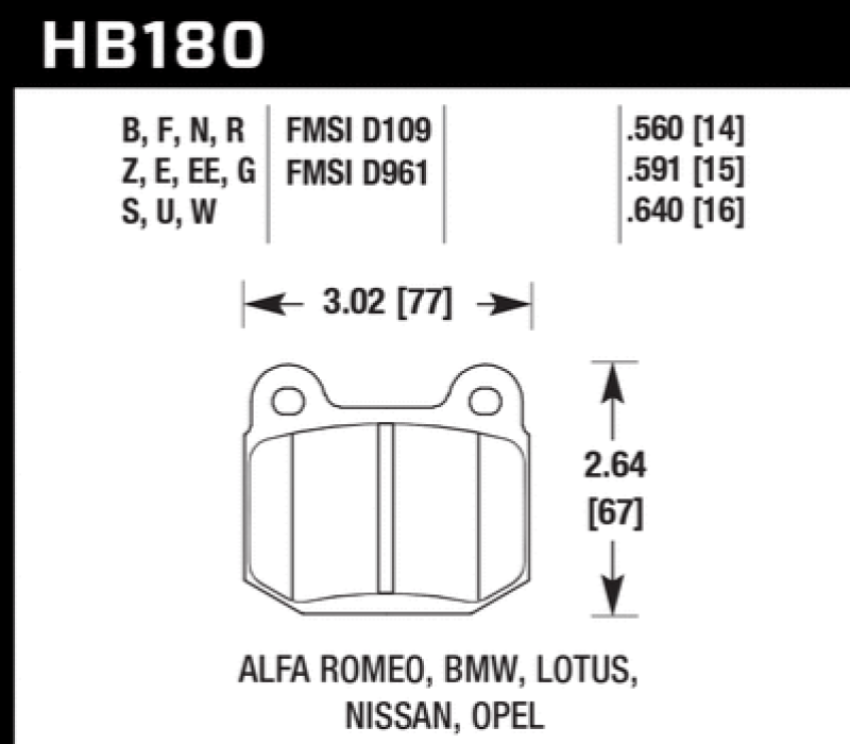Hawk Performance HB180B.560 HPS 5.0 Disc Brake Pad