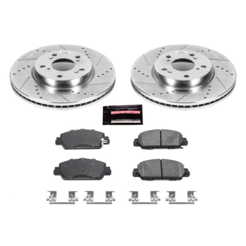 PowerStop K6777 Z23 Daily Driver Carbon-Fiber Ceramic Brake Pad and Drilled & Slotted Rotor Kit