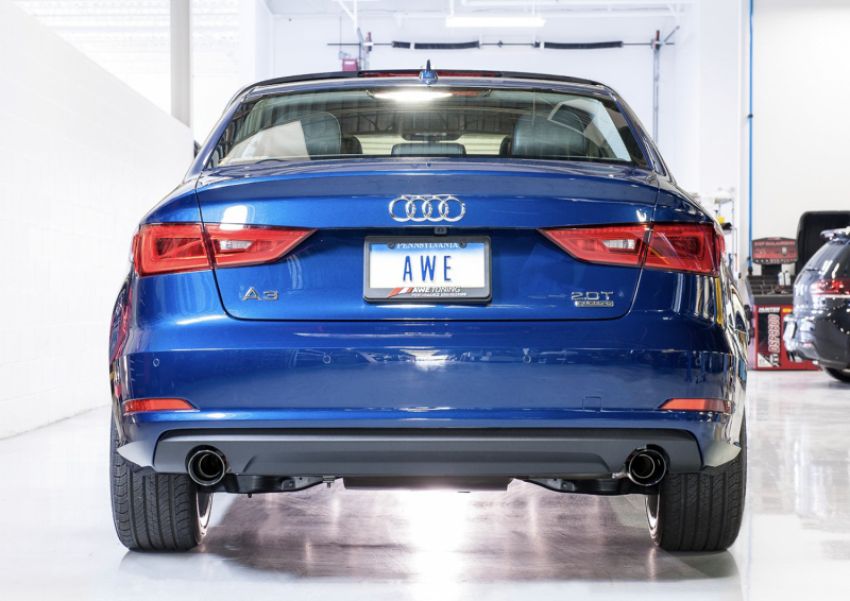 AWE Tuning 3015-32058 Audi 8V A3 Touring Edition Exhaust - Dual Outlet Diamond Black 90 mm Tips