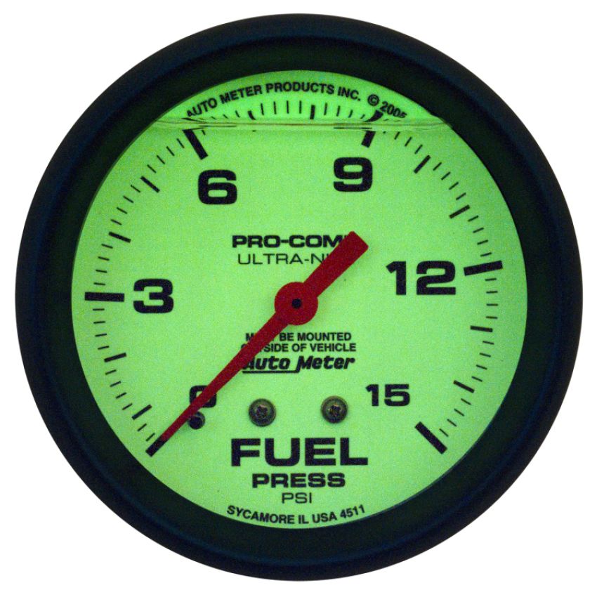 AUTOMETER ATM4211 2-5/8 Ultra-Nite F/P Gauge 0-15psi