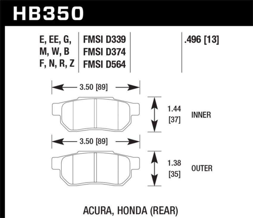 Hawk Performance HB350N.496 HP Plus Disc Brake Pad