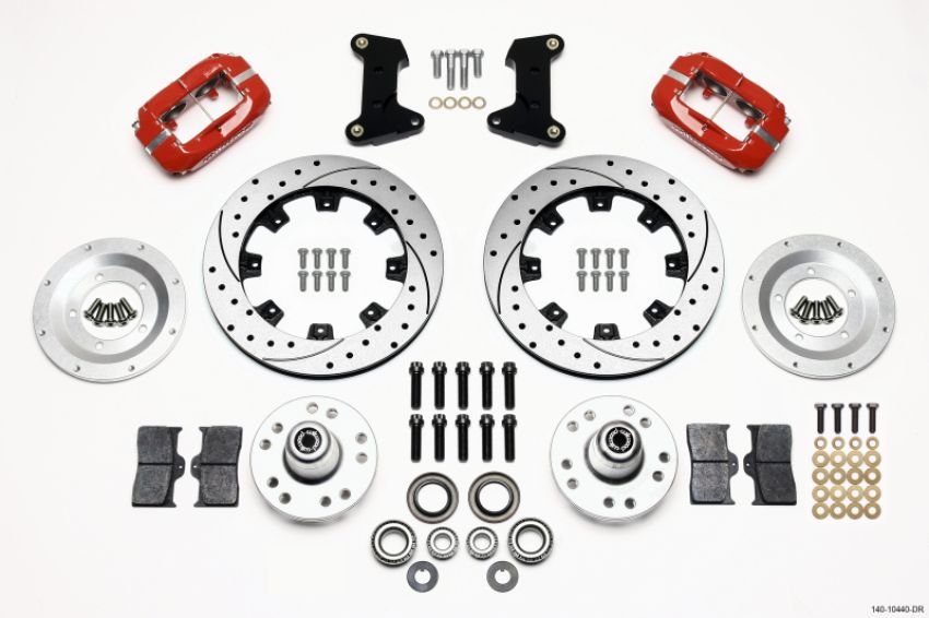 Wilwood 140-10440-DR Forged Dynalite Front Kit 12.19in Drilled Red 74-80 Pinto/Mustang II Disc Spindle only