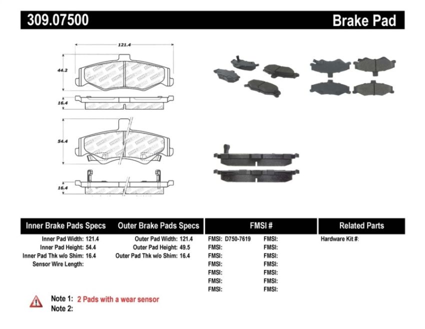 Stoptech 309.07500 Performance Brake Pads