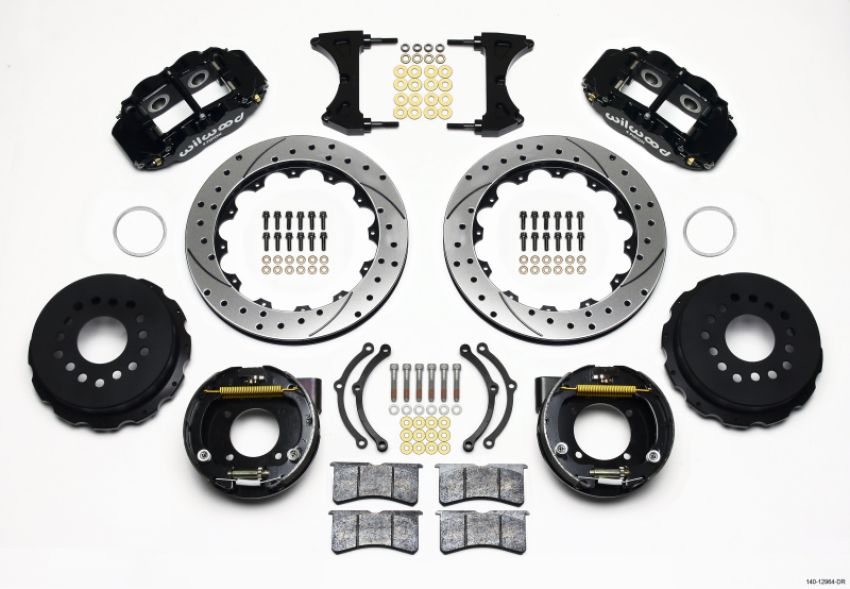 Wilwood 140-12964-D Narrow Superlite 4R Rear P-Brk Kit 12.88in Drilled Chevy 12 Bolt w/ C-Clips