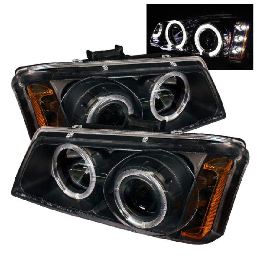 SPYDER 5009456 Projector Headlights - LED Halo - Amber Reflector - Black