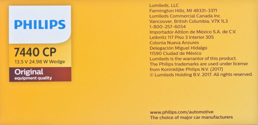 Philips 7440CP Philips Standard Miniature 7440 Pack of 10