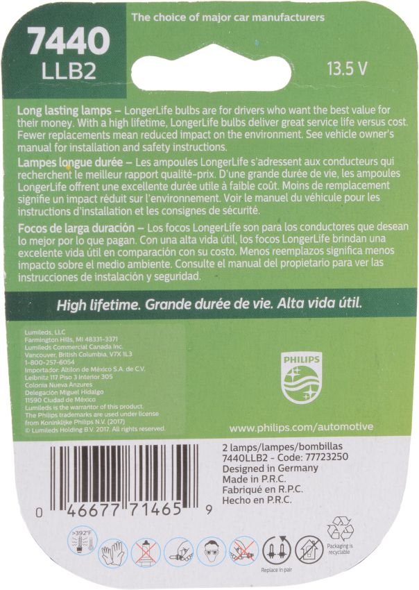 Philips 7440LLB2 Philips LongerLife Miniature 7440LL